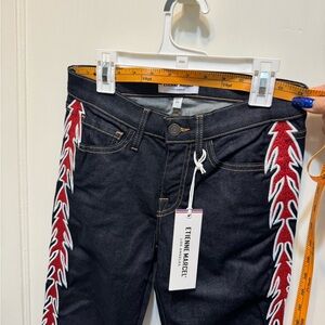 Etienne Marcel Women's Skinny Jeans - Black with Red Embroidery